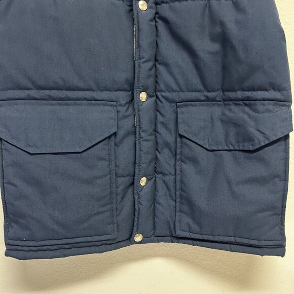 VTG Twin Peaks Vest S Blue Goose Down Quilted Puffer Gorpcore Lined Quilted Zip - Picture 2 of 8